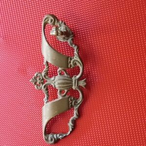 Ornate Brass Drawer Pull - Vintage-Style Floral Applique